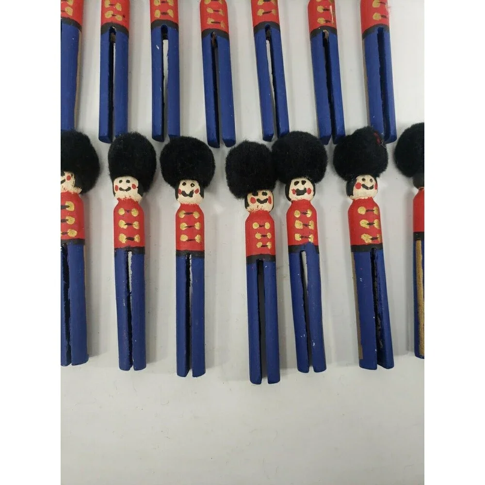 Vintage Clothespin Nutcracker Toy Soldiers Handmade Christmas Lot of 17  1980s